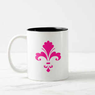 Shock rosa Fleur-de-lis Två-Tonad Mugg