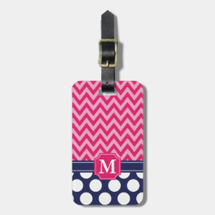 Shock rosa & flottan Chevron Zigzag Polka dots Mon Bagagebricka