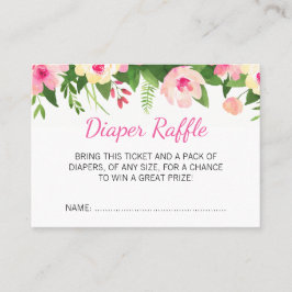 Shock rosa Flowers Baby Shower Diaper Raffle Bilje Visitkort