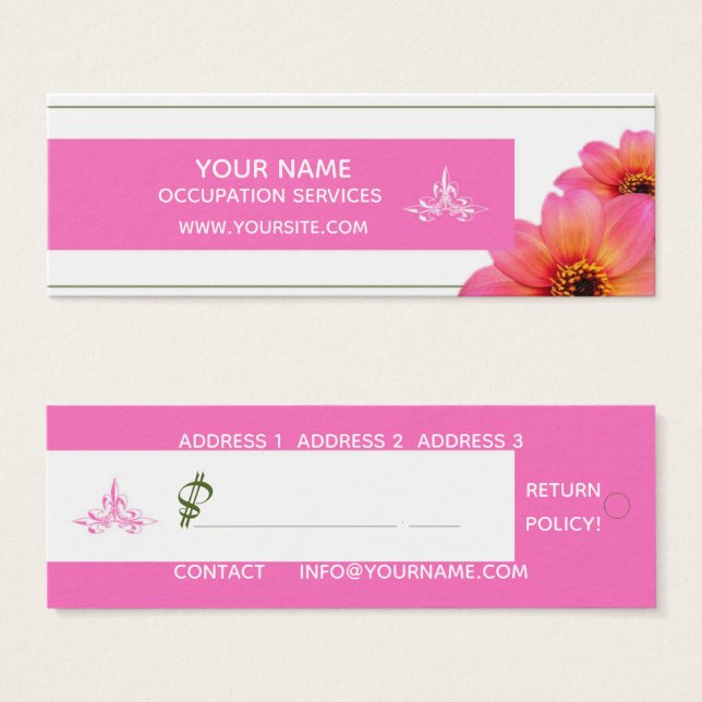 Shock rosa Flowers - Merchandise Pris Märkre Litet Visitkort (Framsida & baksida)
