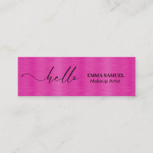 Shock rosa Foil Elegant Hej Minimum Calligraphy Mini Visitkort