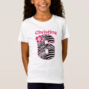 shock rosa för 6efödelsedagflicka & svart zebra tee shirt