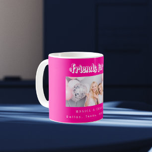 Shock rosa för bästa vänner, foto namn kaffemugg