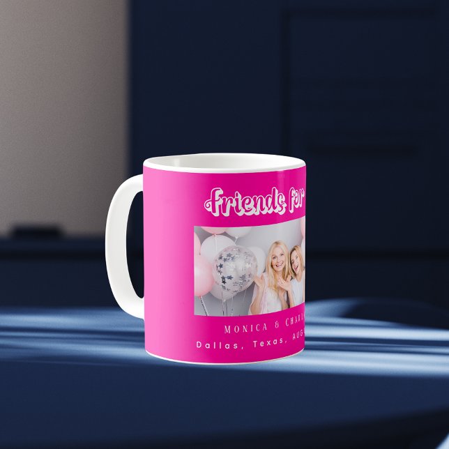 Shock rosa för bästa vänner, foto namn kaffemugg (Skapare uppladdad)