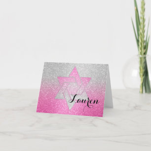 Shock rosa för Bat mitzvah övertoning för glitter Anteckningskort