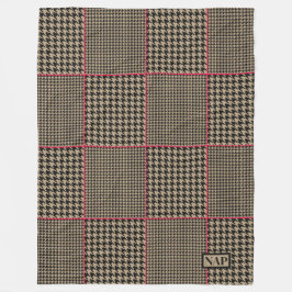 Shock rosa för Designer Houndstooth Black Taupe Fleecefilt