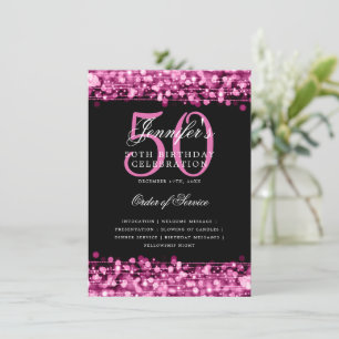 Shock rosa för elegantens 50:e Födelsedagsfest-pro Inbjudningar