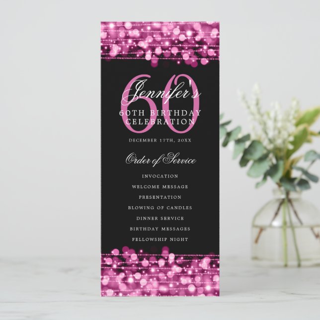 Shock rosa för elegantens 60:e Födelsedagsfest-pro Inbjudningar (Stående Fram)