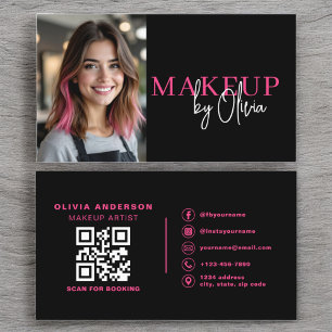 Shock rosa för fotot QR-kodmakeup-artist Visitkort