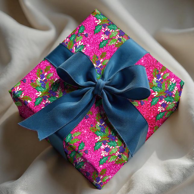 Shock rosa för helgdagar för löv av ljudåterställn presentpapper (Skapare uppladdad)