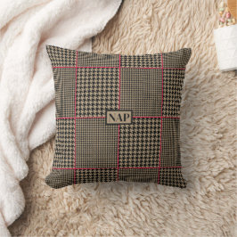 Shock rosa för klassisk Houndstooth Black Taupe Kudde