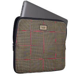 Shock rosa för klassisk Houndstooth Black Taupe Laptop Fodral