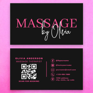 Shock rosa för massageterapi QR-kod Visitkort