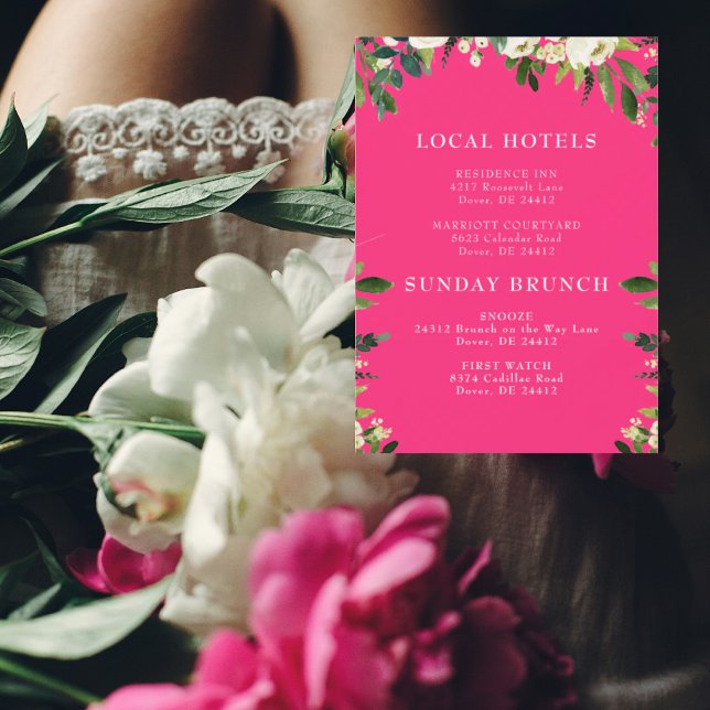 Shock rosa för överlappande vit Blommigt Infoga Inbjudningar (Skapare uppladdad)