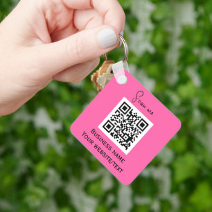 Shock rosa för Professionell av QR-Logotyp för för Nyckelring