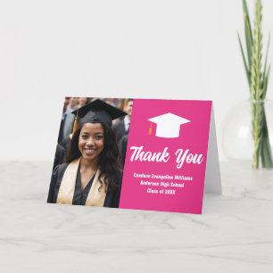 Shock rosa, foto-cute i Studenten Tack Kort