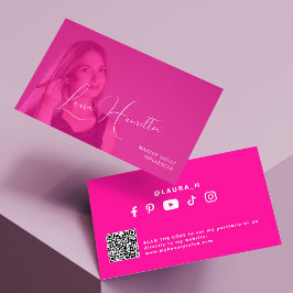 Shock rosa fotoövertäckningssmink, artist QR CODE Visitkort