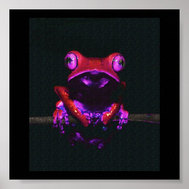 Shock rosa Frog på ett stift Poster (Framsidan)