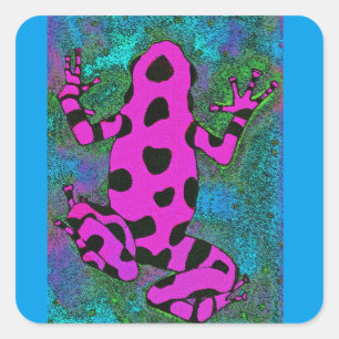 Shock rosa Frog with Black Spots Fyrkantigt Klistermärke