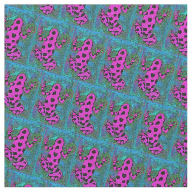 Shock rosa Frog with Black Spots Tyg (Närbild)