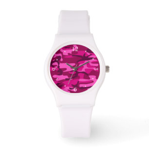 Shock rosa Fuchsia Camo Camouflage Girly Mönster Armbandsur