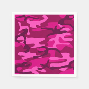Shock rosa Fuchsia Camo Camouflage Girly Mönster Pappersservett