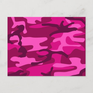 Shock rosa Fuchsia Camo Camouflage Girly Mönster Vykort