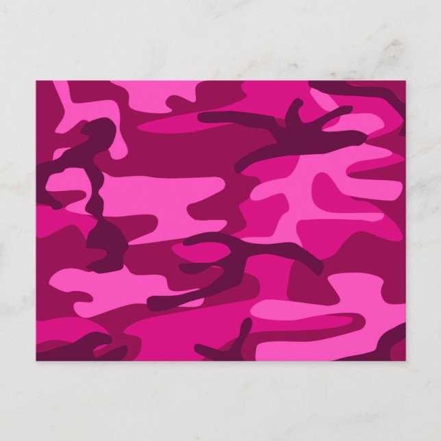 Shock rosa Fuchsia Camo Camouflage Girly Mönster Vykort (Framsida)