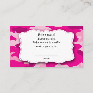 Shock rosa Fuchsia Camo raffle biljett insättnings Tilläggskort