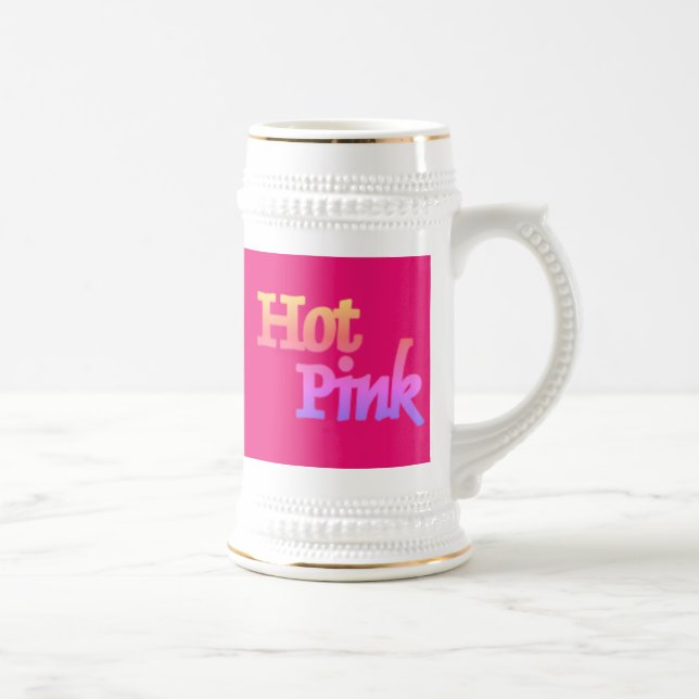 Shock rosa fuchsia lämnat hand, vit stein guld tri sejdel (Höger)