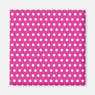 shock rosa Fuchsia och White Polka dots Mönster G Magnet