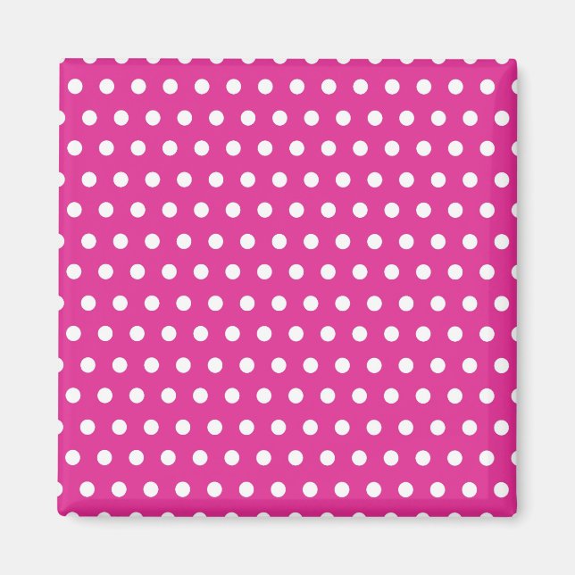 Shock rosa Fuchsia och White Polka dots Mönster Gi Magnet (Framsidan)