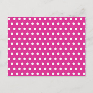 shock rosa Fuchsia och White Polka dots Mönster Gi Vykort