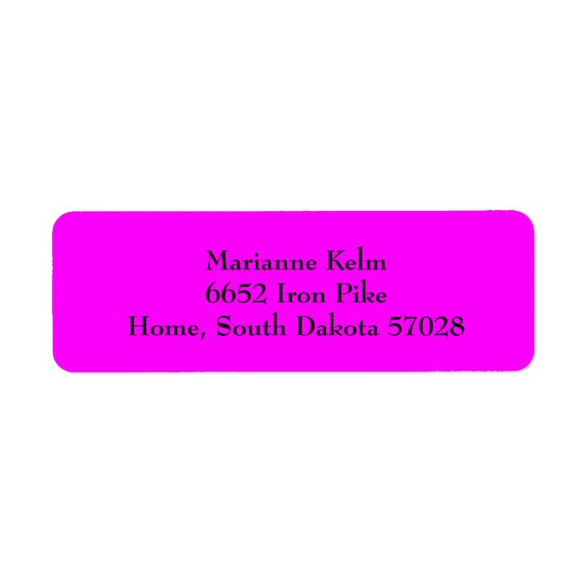 Shock rosa Fuchsia Plain Returetiketters Returadress Etikett (Framsidan)