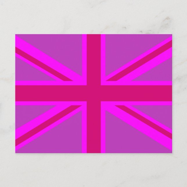 Shock rosa Fuchsia Union Jack Decor Vykort (Framsida)