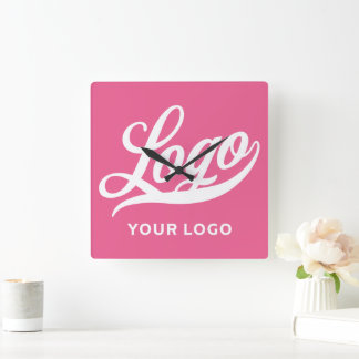 Shock rosa fushia Business logotyp Company - enkel Fyrkantig Klocka