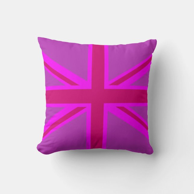 Shock rosa Fushia Union Jack British Flagga Backgr Kudde (Framsida)