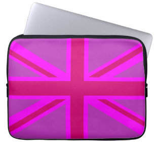Shock rosa Fushia Union Jack British Flagga Backgr Laptop Sleeve