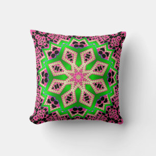 shock rosa + Geometric Groovy Cushion Grönt med l Kudde