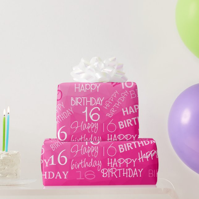 Shock rosa Geometric Mesh Mönster födelsedag i all Presentpapper (Festgåvor)