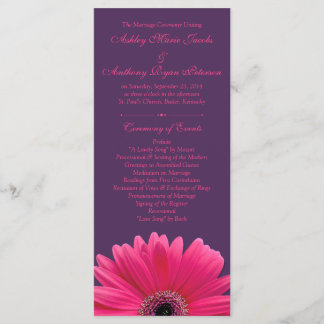 Shock rosa Gerbera Daisy Lila Bröllopsprogram Program
