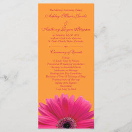 Shock rosa Gerbera Daisy Orange Bröllopsprogram Program