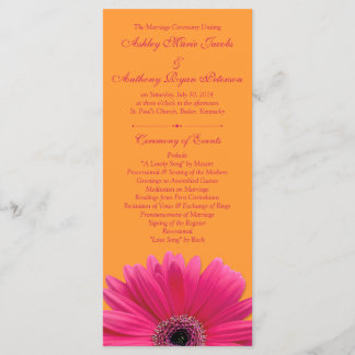 Shock rosa Gerbera Daisy Orange Bröllopsprogram Program
