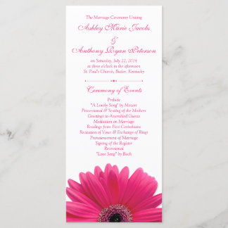Shock rosa Gerbera Daisy White Bröllopsprogram Program
