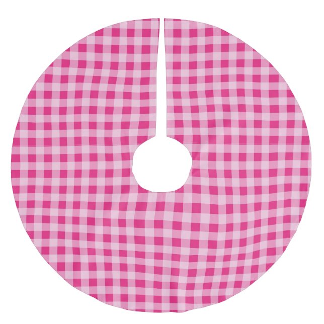 Shock rosa Gingham Julgransmatta Borstad Polyester (Framsidan)