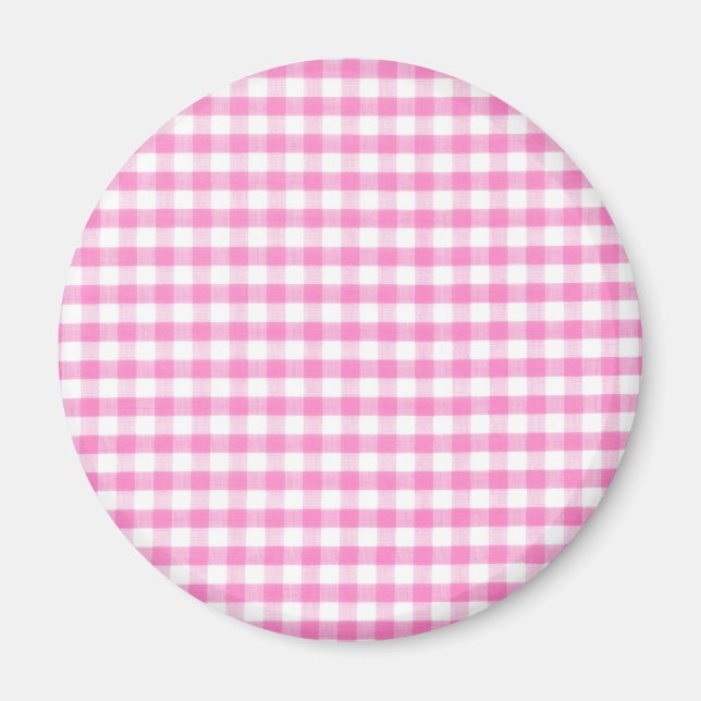 Shock rosa Gingham mönster Magnet (Framsidan)