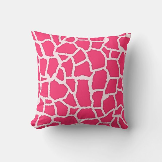 Shock rosa Giraffe Animal Print Kudde (Framsida)