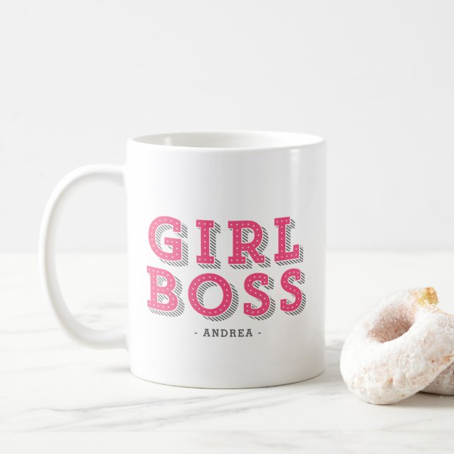 Shock rosa Girl Chef Retro Marquee Personlig Kaffemugg (Med munk)