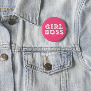 Shock rosa Girl Chef Retro Marquee Personlig Knapp