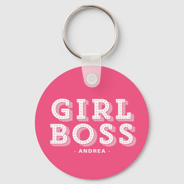 Shock rosa Girl Chef Retro Marquee Personlig Nyckelring (Framsida)